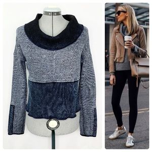 •PEOPLE LIKE FRANK• Distressed Cowl Neck Crop Knit